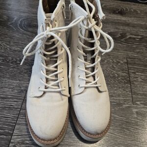 Madden Girl Off-White Combat Boots